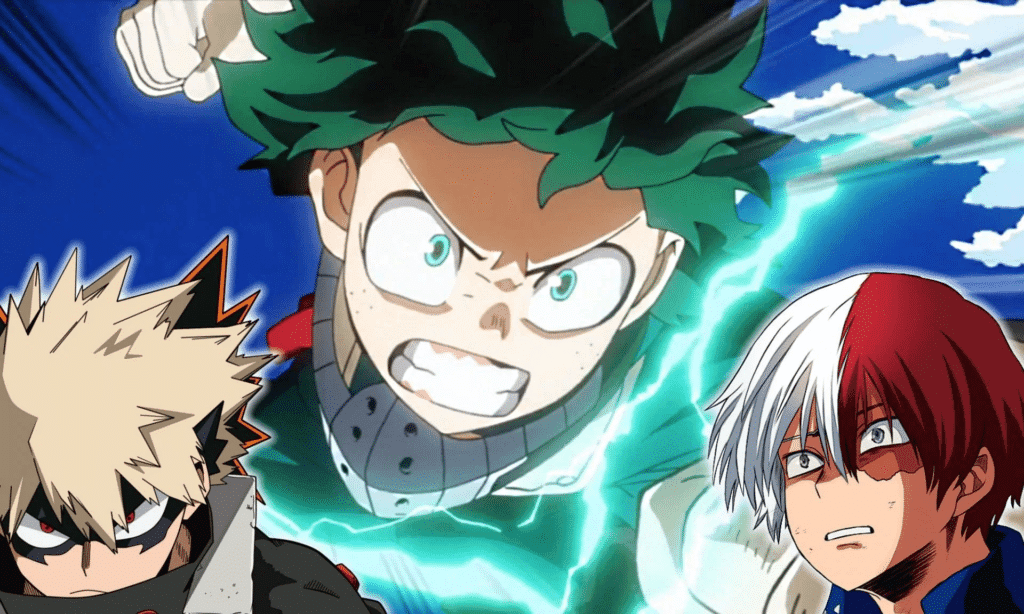 Deku, Bakugo e Todoroki vs. Nine