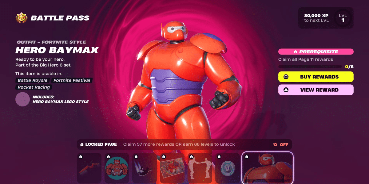 Skins do Capítulo 6 Temporada 1 de Fortnite - Hero Baymax