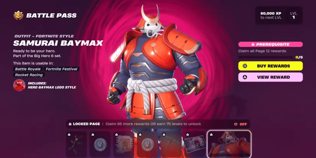 Skins do Capítulo 6 Temporada 1 de Fortnite - Samurai Baymax