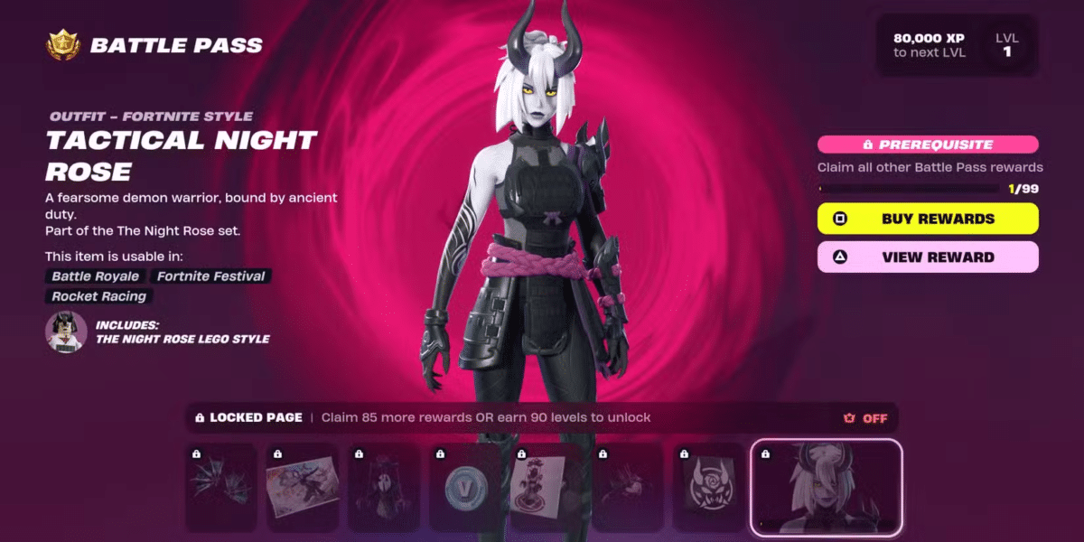 Skins do Capítulo 6 Temporada 1 de Fortnite - Tactical Night Rose