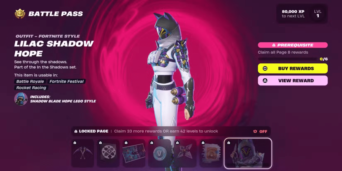 Skins do Capítulo 6 Temporada 1 de Fortnite - Lilac Shadow Hope